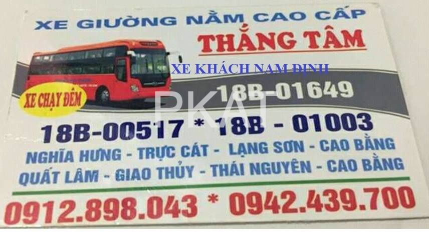 Nhà xe Thắng Tâm Nam Định Cao Bằng