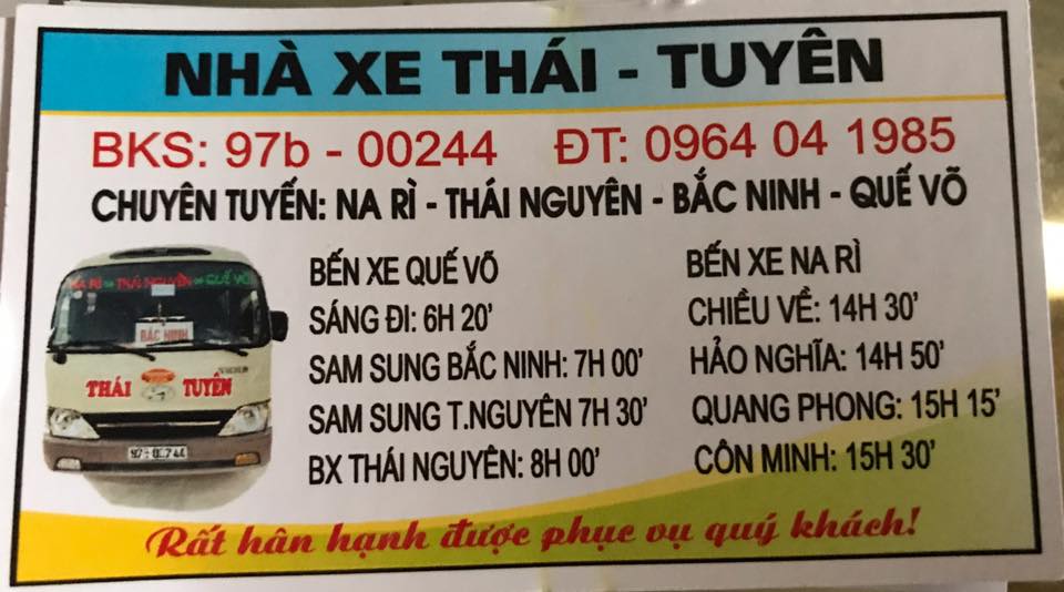 hình ảnh về xe Thái Tuyên nhà xe Bắc Ninh Thái Nguyên chuyến sớm nhất ( nguồn: facebook.com)