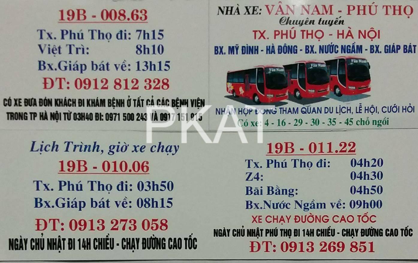 Xe khách Giáp Bát Phú Thọ Vân Nam