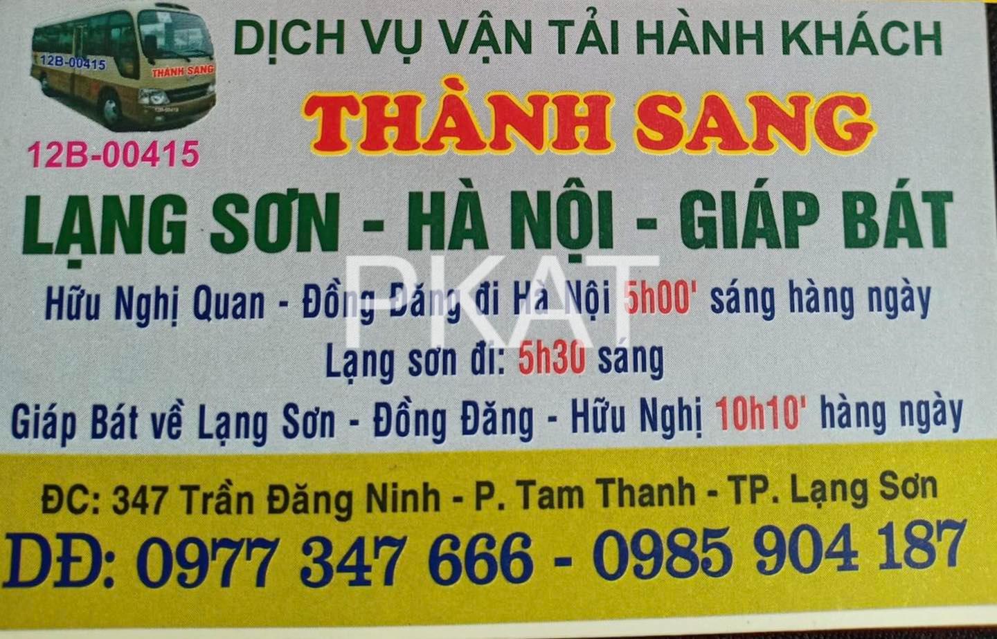 Nhà xe Lạng Sơn Giáp Bát Thành Sang